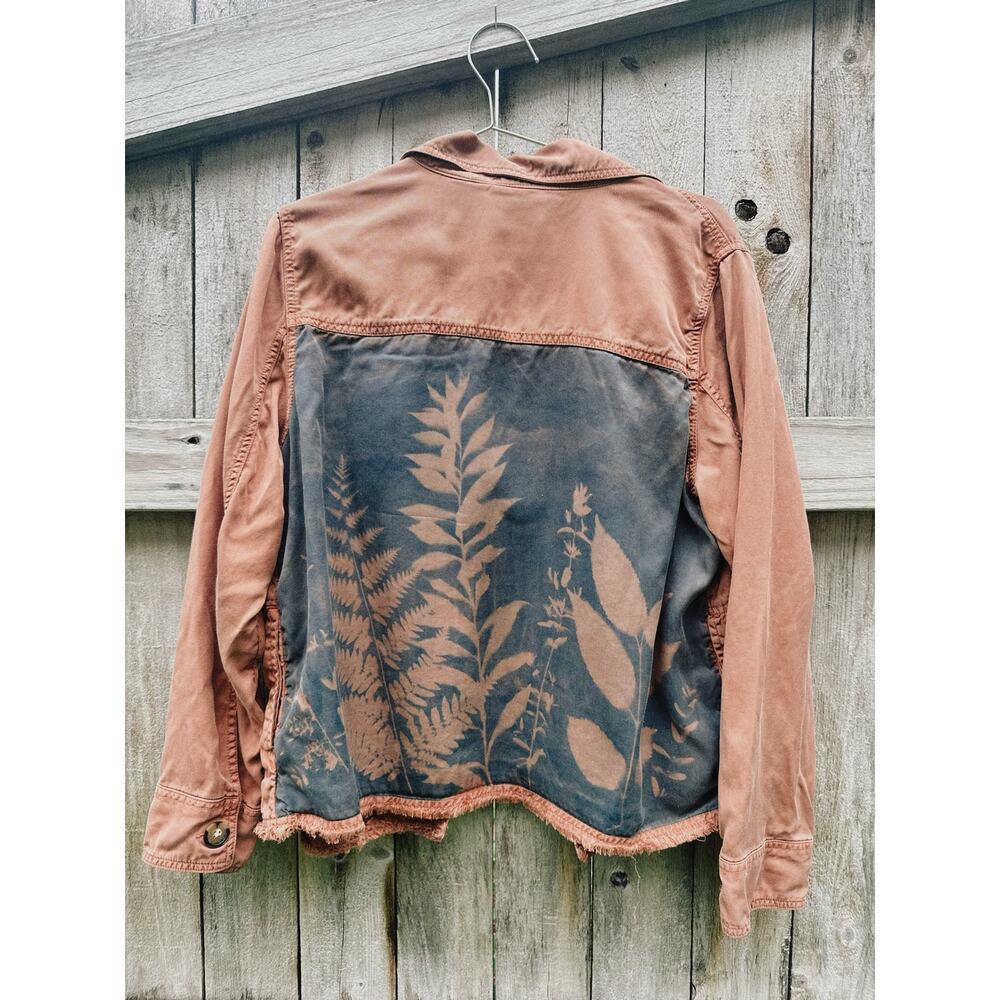 Botanical Cyanotype Jacket | Lightweight Upcycled Utility Jacket |